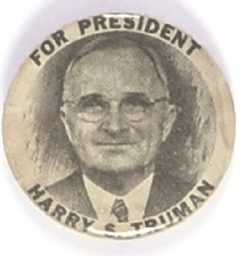 Truman for President 1 1/4 Inch Celluloid