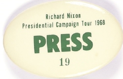 Richard Nixon 1968 Press Badge