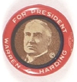 Harding Smaller Size Red Border Celluloid