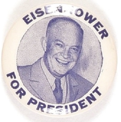 Eisenhower for President Blue and White Celluloid