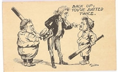 Uncle Sam "Youve Batted Twice" Postcard