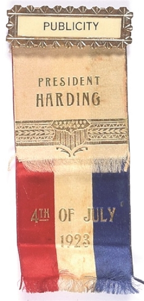 Harding July 4, 1923, Ribbon