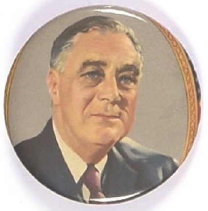 Franklin Roosevelt Multicolor Pin with Flag Border
