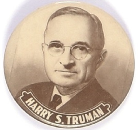 Truman Brown, White 2 1/4 Inch Celluloid
