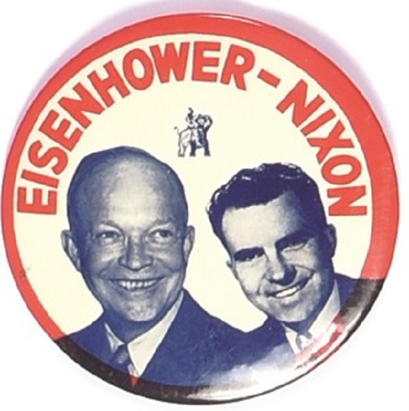 Eisenhower, Nixon 4 Inch Jugate, Red Letters