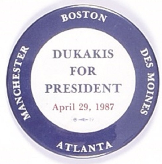 Dukakis for President Announcement Pin