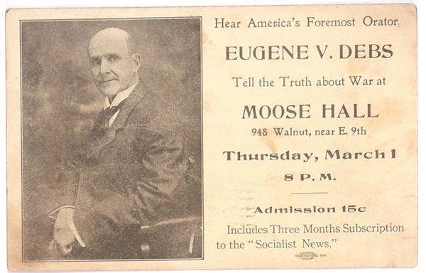 Eugene Debs Truth About War Postcard