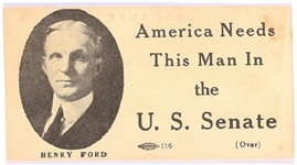 Henry Ford for US Senate Card
