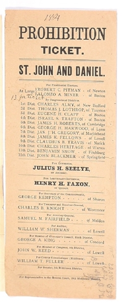 St. John/Daniel Prohibition Party Ticket