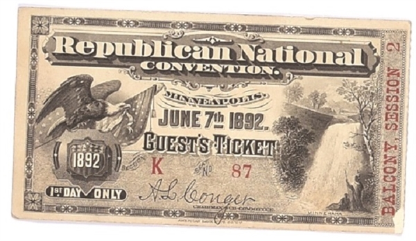 Harrison 1892 Convention Ticket