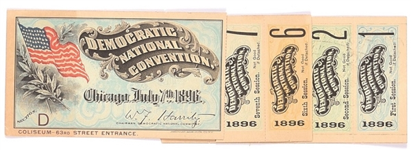Bryan 1896 Convention Ticket, Stubs