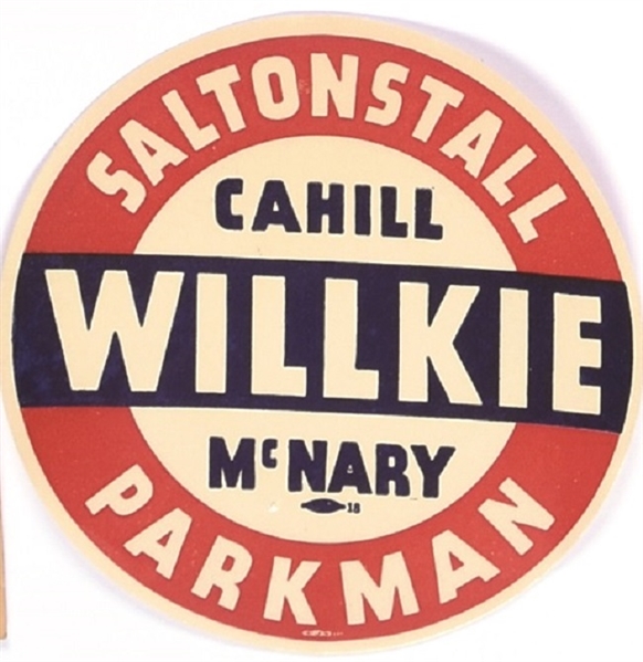 Willkie Massachusetts Coattail Sticker