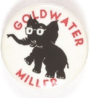 Goldwater, Miller Elephant in Glasses Pin