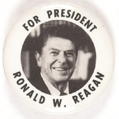 Reagan for President Black, White Celluloid