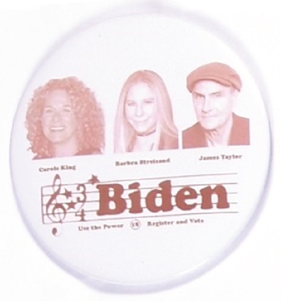 Biden, King, Streisand, Taylor Concert Pin