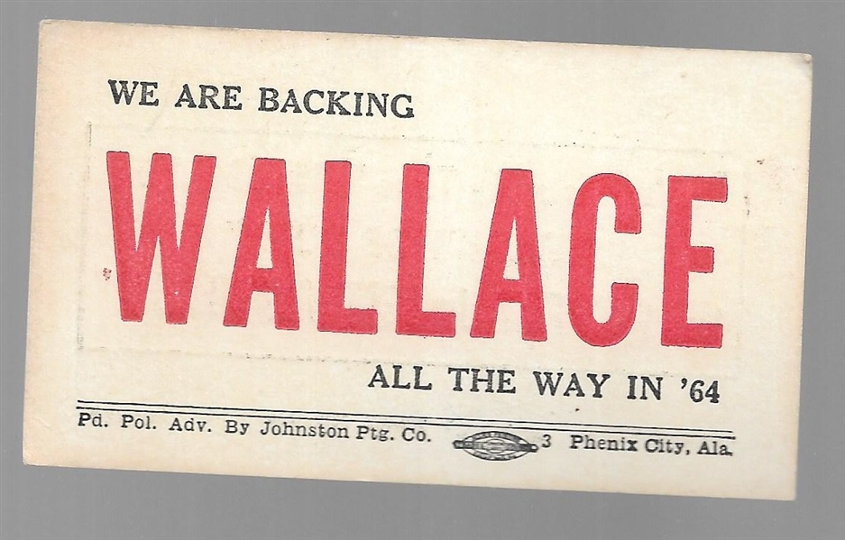 Wallace All the Way in '64 Campaign Card