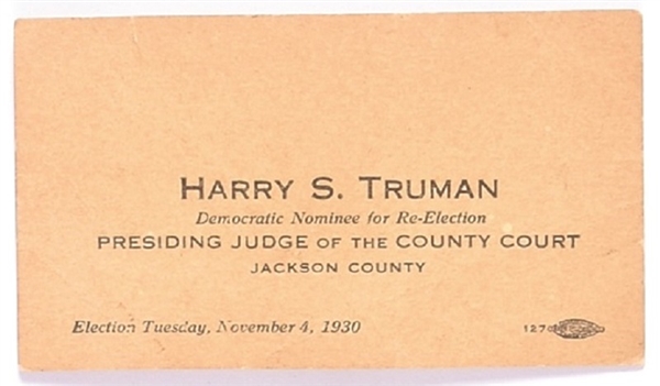 Harry Truman Jackson County Presiding Judge Card