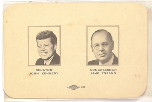 Kennedy, Forand Rhode Island Senior Citizens Coattail Campaign Card