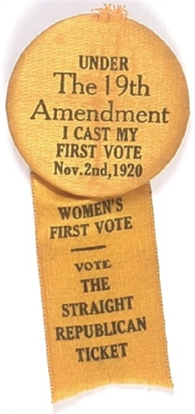 Harding Womens First Vote Pin, Ribbon