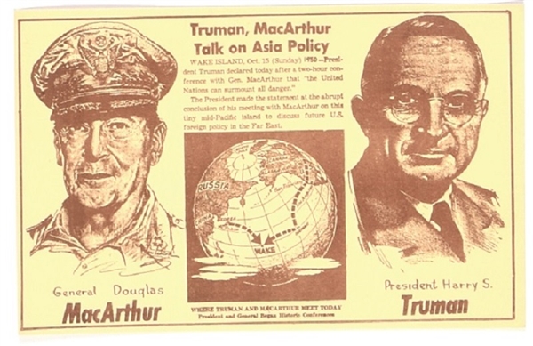 Truman, MacArthur Wake Island Postcard
