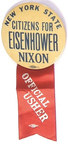 Citizens for Eisenhower New York Pin, Ribbon
