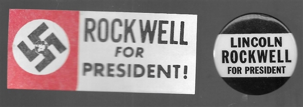 Lincoln Rockwell for President Pin and Sticker