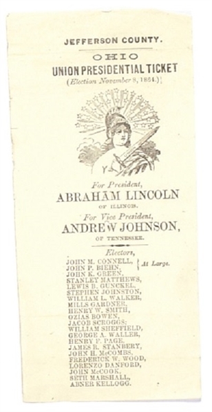 Lincoln 1864 Ohio Ballot
