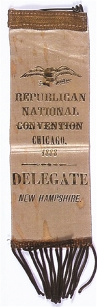 Harrison 1888 Convention New Hampshire Delegate Ribbon