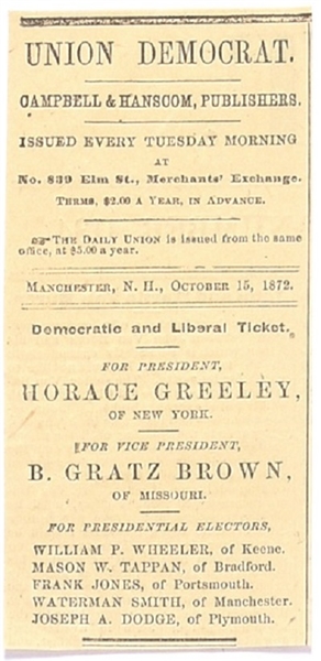 Horace Greeley Paper Ballot