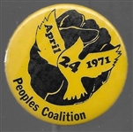 Peoples Coalition Anti Vietnam War Pin 