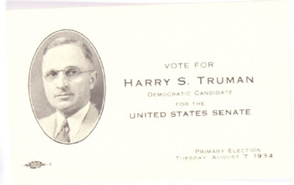 Truman US Senate Campaign Card