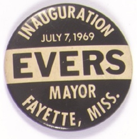 Charles Evers, Fayette, MS, 1969 Inaugural Pin
