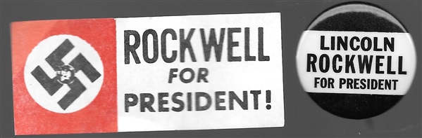 Lincoln Rockwell for President Pin and Sticker 