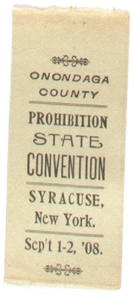 New  York 1908 Prohibition Convention Ribbon