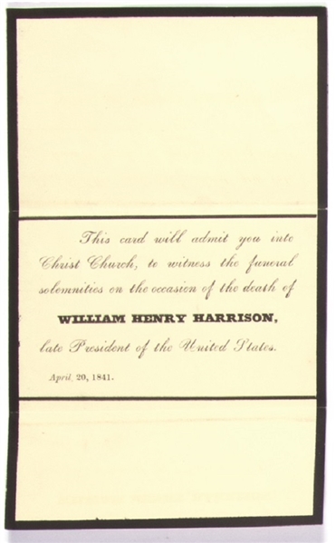 William Henry Harrison Funeral Invitation