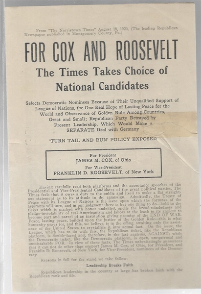 For Cox and Roosevelt Flyer