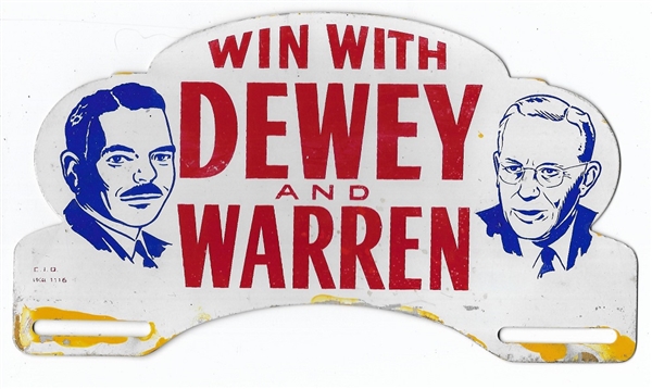 Win With Dewey and Warren License Plate