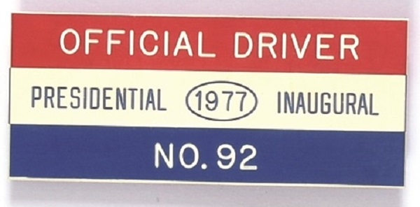 Official Driver 1977 Inauguration Badge