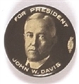 John W. Davis for President Black and White Celluloid