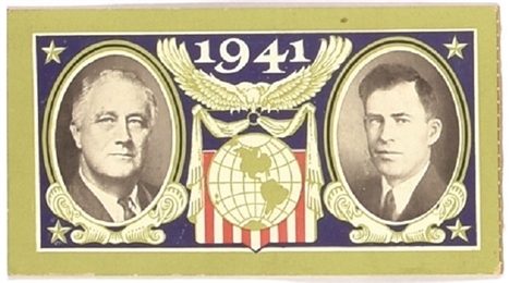 Roosevelt, Wallace 1941 Inauguration Ticket