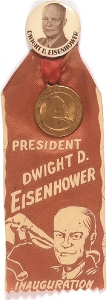 Ike Pin With Inaugural Medal and Ribbon