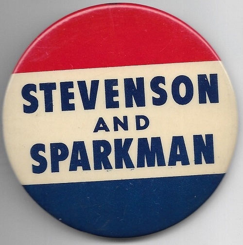 Stevenson, Sparkman Red Top, Blue Bottom Celluloid