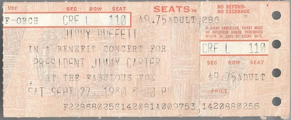 Carter Jimmy Buffett Concert Ticket