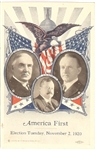 Harding America First Pennsylvania Postcard