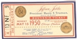 Truman 1950 Chicago Ticket