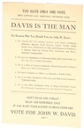 John W. Davis is the Man Handbill