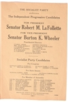 LaFollette, Wheeler Socialist Party of California Handbill