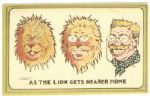 TR Lion Gets Nearer Home Postcard