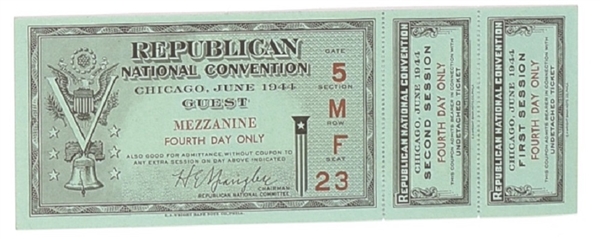 Dewey 1944 Convention Guest Ticket