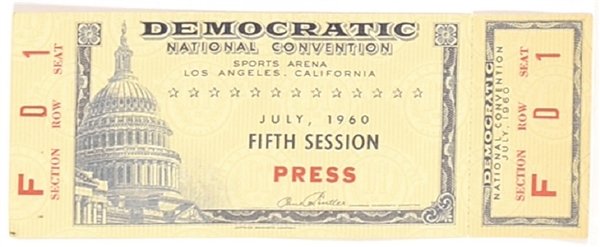 Kennedy 1960 Convention Ticket